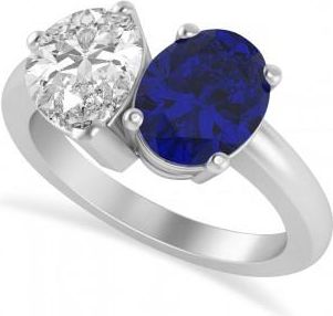 Allurez Oval/Pear Diamond & Blue Sapphire Toi et Moi Ring Platinum (4.50ct)