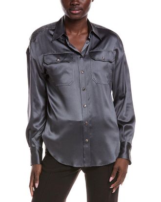 Brunello Cucinelli Satin Silk-Blend Shirt