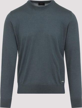 Brioni Green Plain Pull Over Sweater