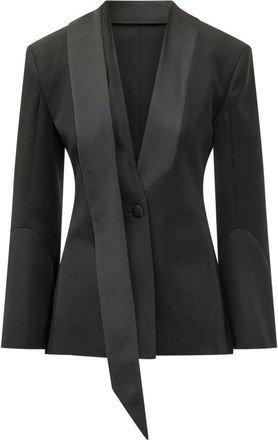 The Attico Black Solid Shawl Lapel Blazer