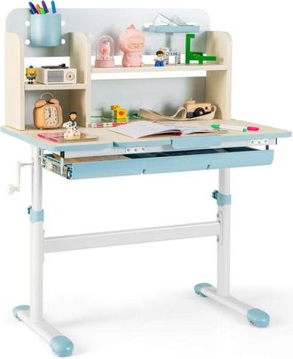 Costway Costway Escritorio De Estudio Para Ni&ntilde;os, Mesa De Escritura Juvenil De Altura Ajustable Con Tablero Inclinable, Aparador, Caj&oacute;n, Bandeja, Portal&aacute;pices