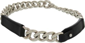 Hermès Black Brown Barenia Leather Metal Necklace (Pre-Owned)