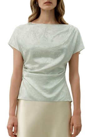 LilySilk Ying Jacquard Silk Top in Jade Green at Nordstrom, Size X-Small