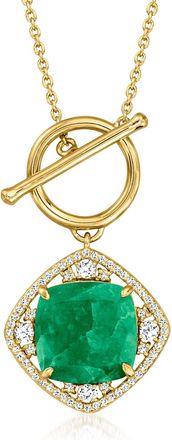 Ross-Simons Emerald and. White Topaz Toggle Necklace in 18kt Gold Over Sterling