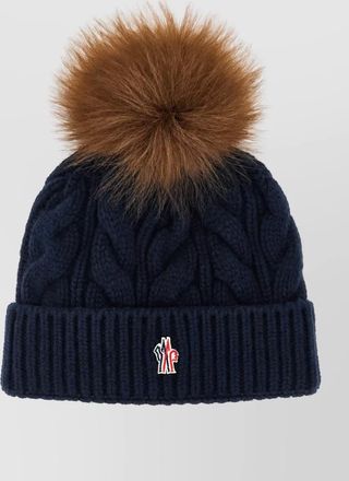 Moncler cashmere wool ribbed pom-pom beanie