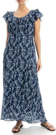 Max Studio Flutter Sleeve Maxi Dress in Navy/Blue at Nordstrom Rack, Size X-Large
