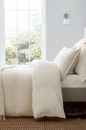 Murmur Seren Cotton Sateen Duvet Cover in Ivory | Size: Super King