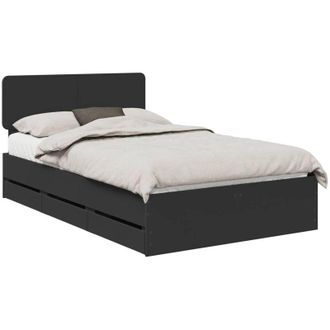 vidaXL Bed Frame with Drawer Black 120 x 200 cm Engineer Wood vidaXL