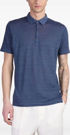 120% Lino Polo in jersey - Blu