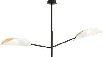 Wonderlamp Lámpara colgante estilo moderno con 2 pantallas de tela blanca