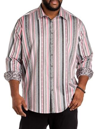 Robert Graham Big & Tall Bramshaw Sport Shirt in Pink at Nordstrom, Size Xx-Large