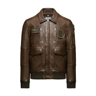 Aeronautica Aeronautica Militare, Leather Jackets, male, Brown, Size: 2XL Pilot Leather Jacket