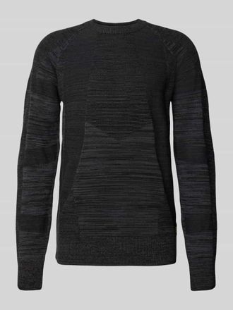 G-Star Strickpullover mit Logo-Stitching und Rundhalsausschnitt in Black, Größe XXL