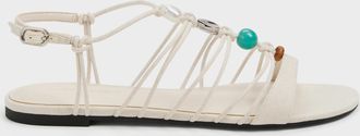 Charles & Keith Georgie Linen Bead Strappy Sandals