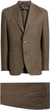 Vince Icon Relaxed Fit Linen Suit in Brown at Nordstrom, Size 36 Regular