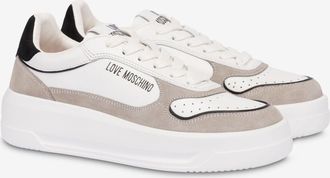 Love Moschino Sneakers in suede e vitello - Bianco