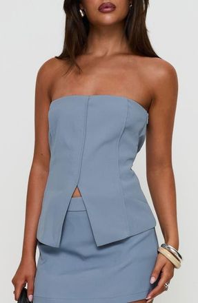 Princess Polly Lavish Living Split Front Strapless Top in Blue at Nordstrom, Size 8