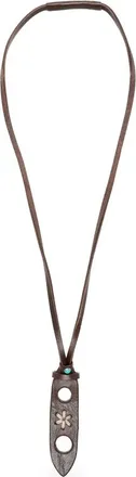 Eraldo Flower-embroidered Leather Glasses Necklace