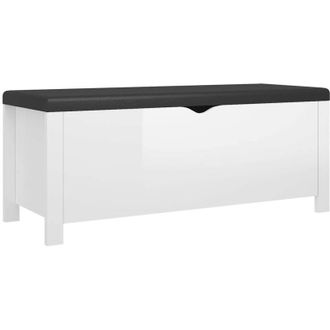 vidaXL Storage Box with Cushion High Gloss White 105x40x45 cm Engineered Wood vidaXL