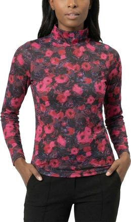 Area Stars Lee Mock Neck Jersey Top In Rose Print