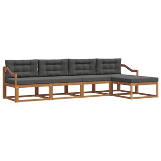 vidaXL Conjunto De Sof&aacute;s De Exterior 5 Pcs Natural Y Antracita Vidaxl