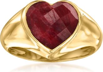 Ross-Simons Ruby Heart Ring in 18kt Gold Over Sterling