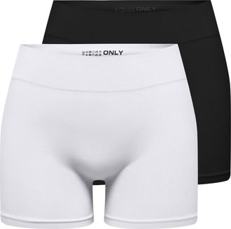 Only Hotpants ONLY ONLVICKY S-LESS MINI SHORTS 2-PACK, Damen, Gr. XS, N-Gr, schwarz pack:schwarz, wei&szlig;, Jersey, Obermaterial: 94% Polyamid, 6% Elasthan, un