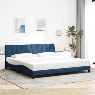 vidaXL Cama Sin Colch&oacute;n Tela Azul 200x200 Cm Vidaxl
