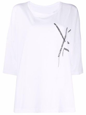 Yohji Yamamoto stitched logo T-shirt - women - Cotton - 2 - White