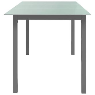 Berkfield Home Garden Table Light Grey 150x90x74 cm Aluminium & Glass | Size: 150 x 90 x 74 cm
