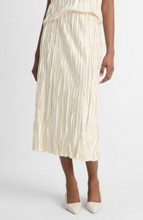 Vince Bias Cut Crinkled Satin Midi Skirt in Pale Ivory at Nordstrom Rack, Size 16 (Similar To 14W-16W)