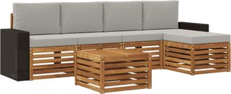 vidaXL Conjunto De Sof&aacute;s De Exterior 6 Uds. Natural Y Gris Claro Vidaxl