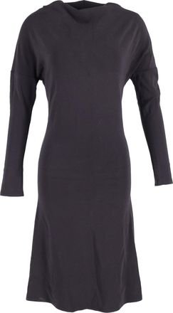 Max Mara Boat Neck Midi Long Sleeve Dress in Black Cotton
