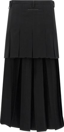 Maison Margiela Overlapping Pleated Skirt - Black