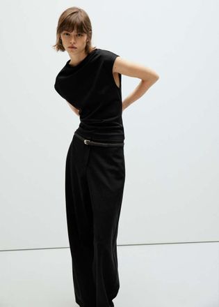 Mango Top asimmetrico drappeggiato nero - Donna - XXS - MANGO
