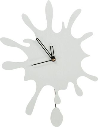 Beliani Beliani - Reloj De Pared Colgante Decoraci&oacute;n 27 X 37 Cm Dise&ntilde;o Habitaci&oacute;n Adolescente Con P&eacute;ndulo Decorativo Sin N&uacute;meros Mdf Blanco Fully