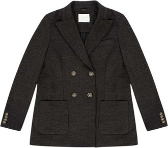 Circolo 1901 Double-breasted Virgin Wool Jacket - Dames - Blazers - Grijs - 3XL - Wol - Jassen