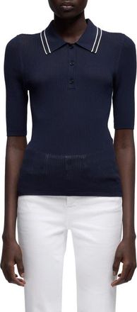 7 For All Mankind Piped Rib Polo Sweater in Navy at Nordstrom, Size X-Large