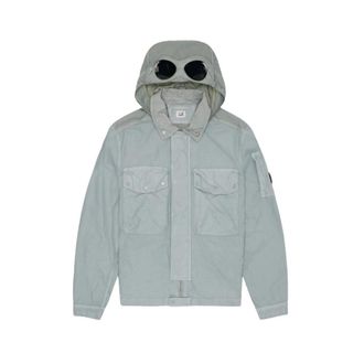 C.P. Company Light Jackets, male, Blue, Size: XL Flatt Nylon Mixed Goggle Overshirt