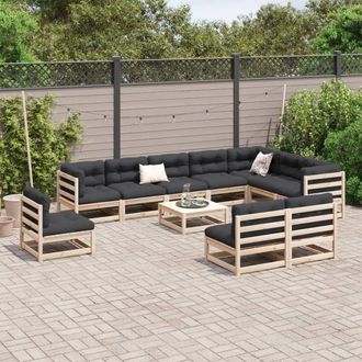 Berkfield Home Beautiful 11 Piece Garden Sofa Set Solid Wood Pine in Light Tan
