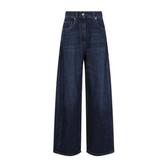 Brunello Cucinelli Vaqueros Barrel Denim - Jeans - Mujer - Azul - S