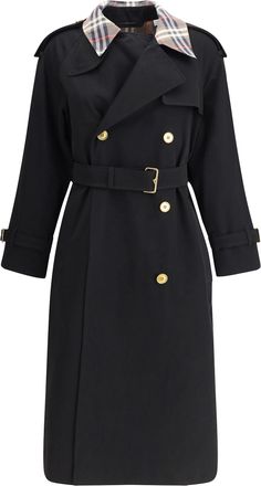 Burberry Castleford Long Trench Coat With Check Collar