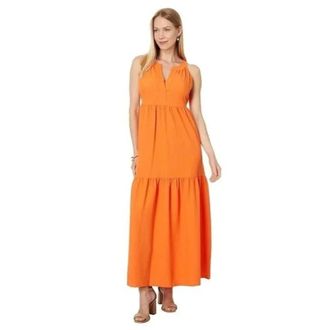 Calvin Klein Gauze Maxi Dress Womens Starburst Tiered Halter Neck FROG361
