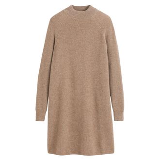 La Redoute Collections Rechte korte jurk in kasjmier, lange mouwen