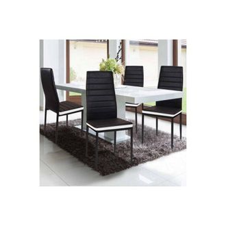 IDMarket Idmarket - Juego De 4 Sillas De Comedor Romane Negras Con Cabezal Blanco