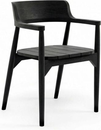 Bazar Bizar Silla de comedor de madera de teca negra 58x52x80 cm