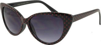 Retrouv&eacute; Polka Dot Cat Eye Womens Mod Fashion Super Cat Sunglasses (Black red dot)