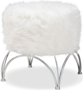 Design Studios Celia Silver Metal Ottoman