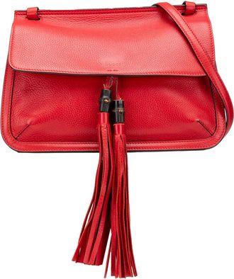 Gucci Pre-owned Womens Bamboo Tassel Crossbody Bag - Red Leather - One Size