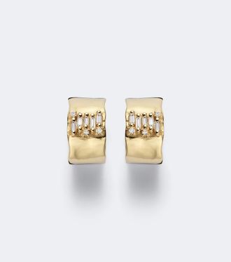 Suzanne Kalan Mini 18kt gold hoop earrings with diamonds